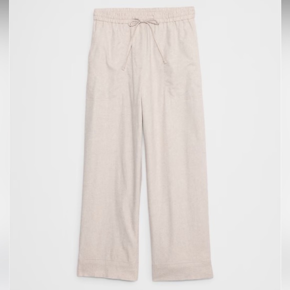 Banana Republic Cream Straight Leg Linen Pull on Pant - Picture 4 of 5